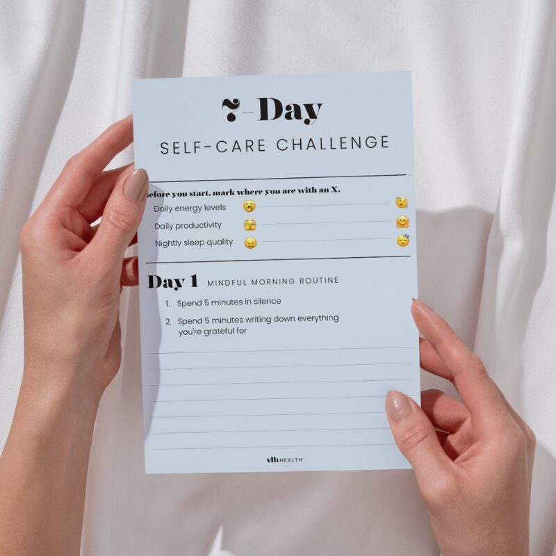 mock-up of 7 day self care challenge workbook