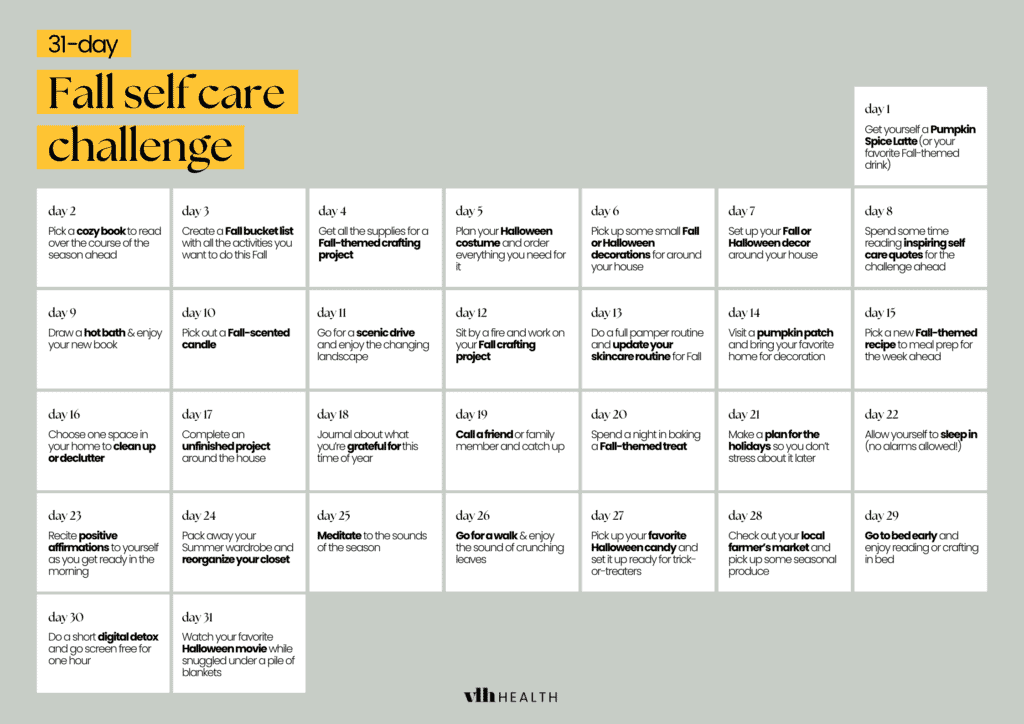 Fall Self Care Calendar