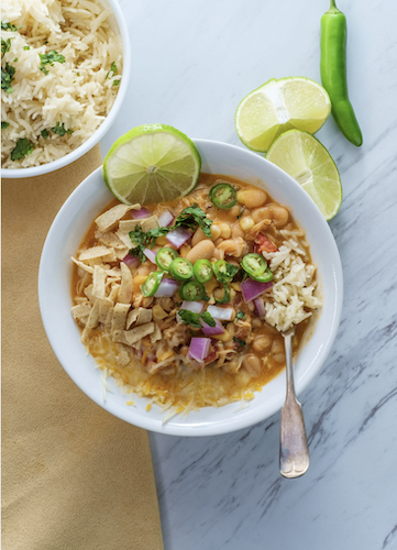 Crockpot recipes rice and chicken with beans and chili toppings