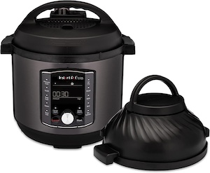 An Instant Pot pressure cooker with detachable lid, ideal for cooking high-protein meals, soups, and easy dinner recipes.