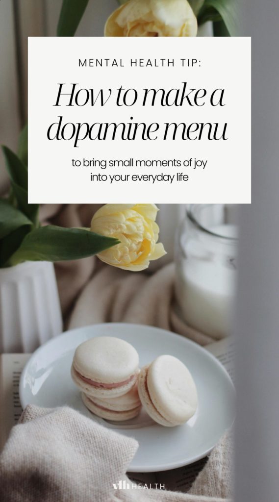 a pinnable image with 43 dopamine menu ideas to bring joy into your life