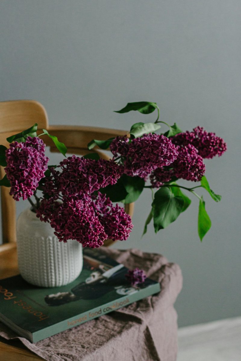 beautiful bouquet of purple flowers conveying the idea of dopamine menu ideas