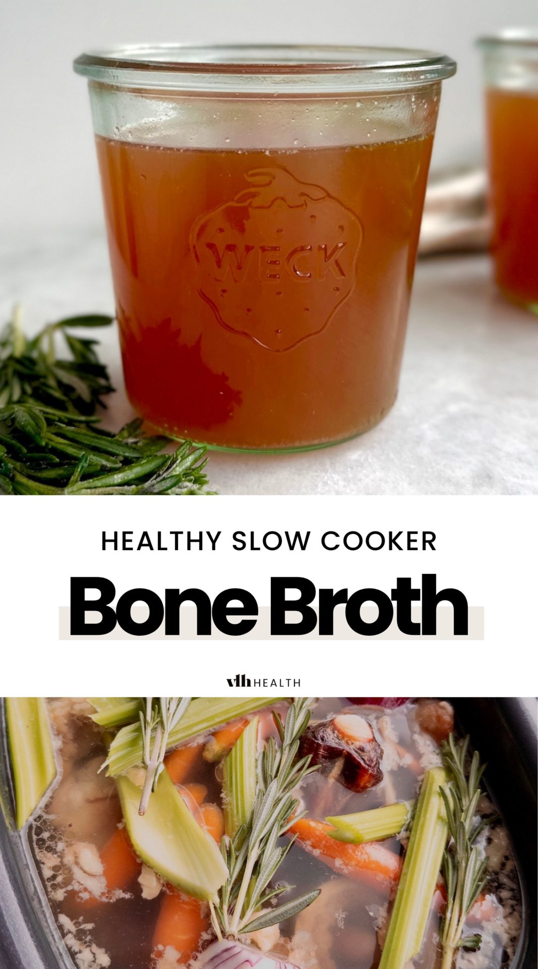 pinnable image with the slow cooker bone broth recipe images