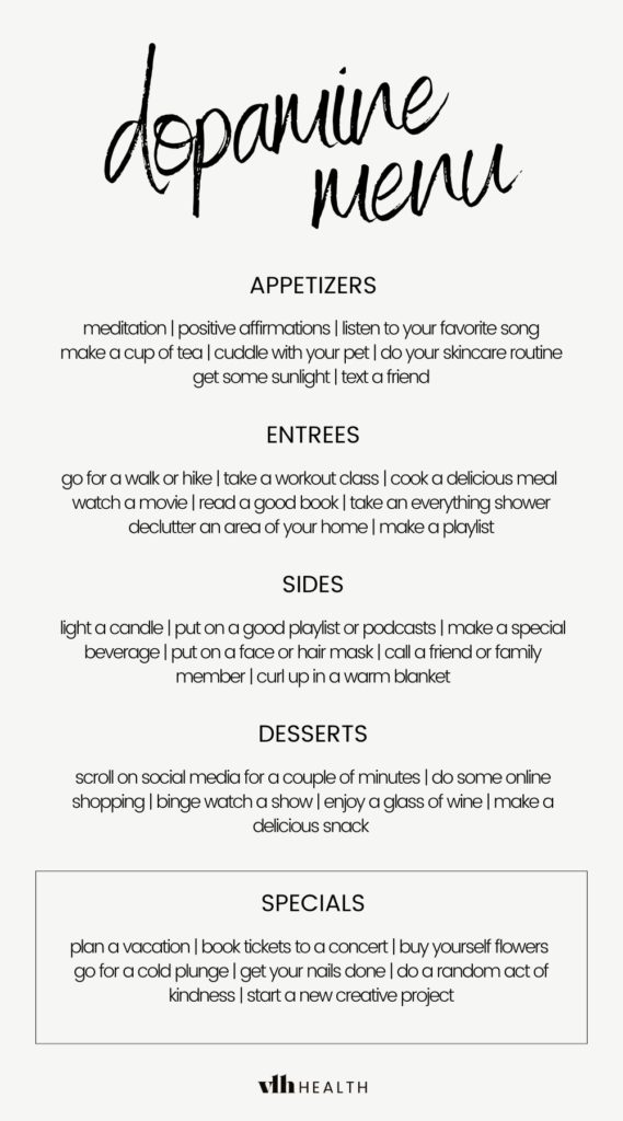 a dopamine menu template with dopamine menu ideas