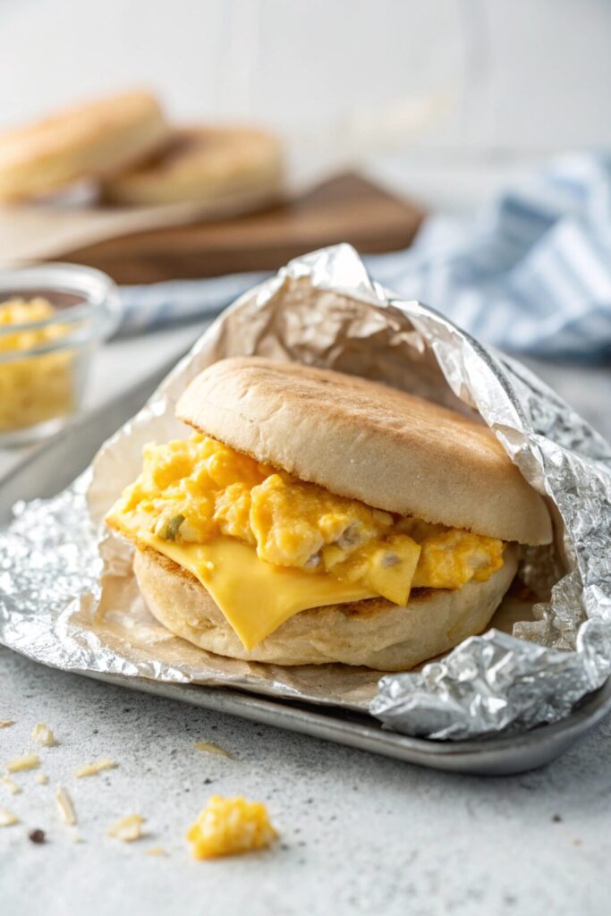 These delicious breakfast sandwiches make great high protein breakfast meal prep when kept in the freezer