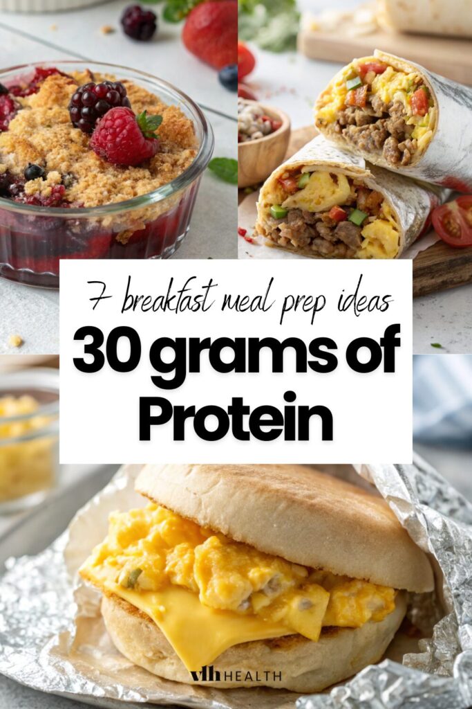 pinnable image of high protein breakfast meal prep ideas