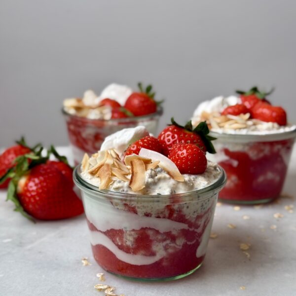 Strawberry Glaze High Protein Overnight Oats