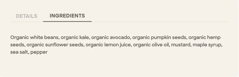 ingredients list of the famous erewhon kale white bean salad