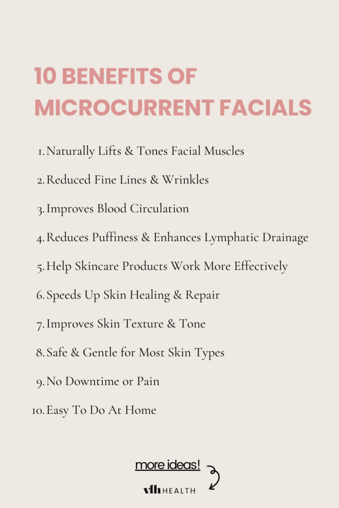 pinnable list of the top 10 benefits of microcurrent facial