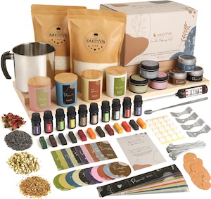 candle making kit with 10 tins, 10 scents, and everything else you need to make candles