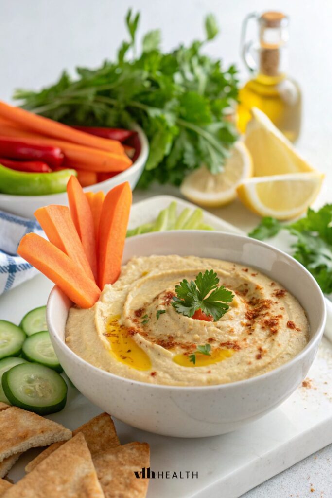 Creamy Hummus with Fresh Veggies – Healthy Dairy-Free Snack