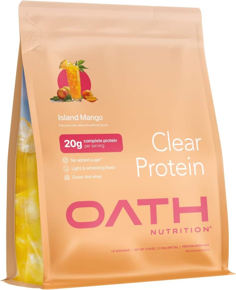 oath clear protein powder in tropical flavor