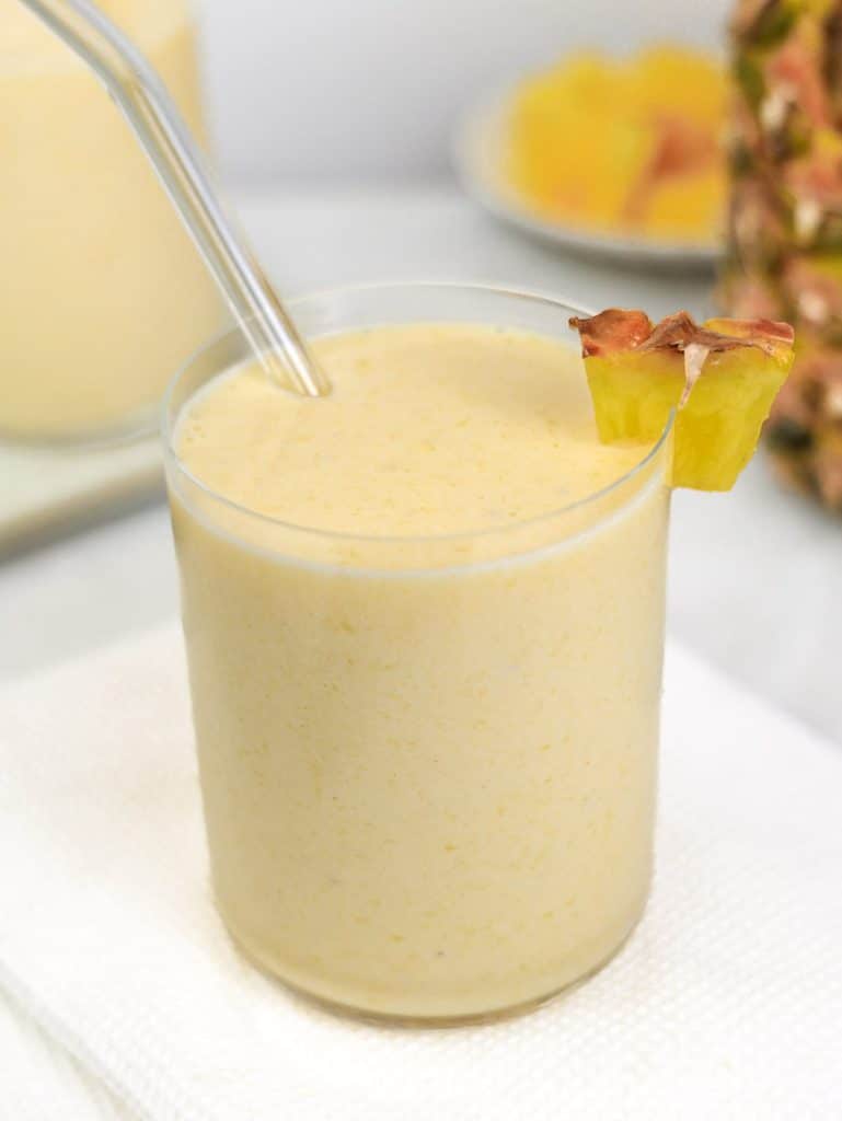 Quick high-protein mango pineapple smoothie for an easy breakfast on the go