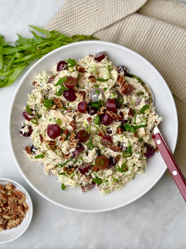the best chicken salad recipe with grapes, showing the creamy texture and vibrant ingredients.