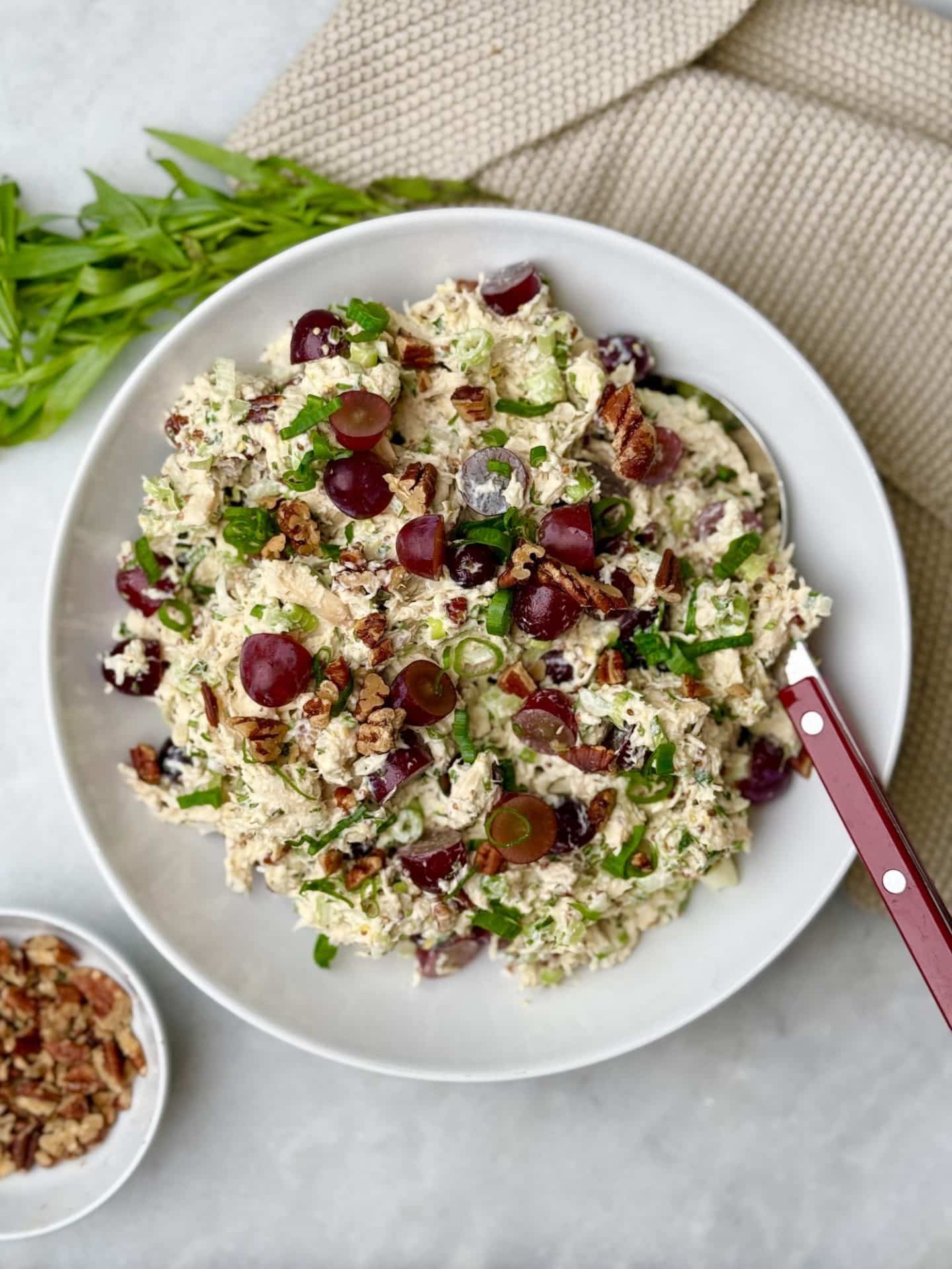 the best chicken salad recipe with grapes, showing the creamy texture and vibrant ingredients.