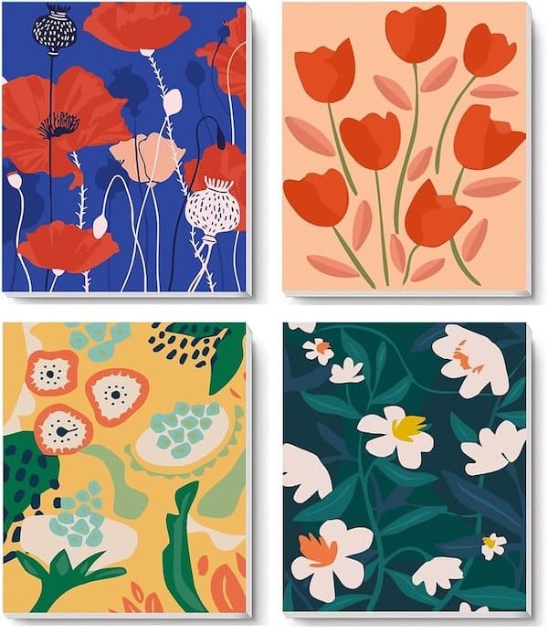4 Pack Paint by Numbers Kit for Adults Framed Canvas