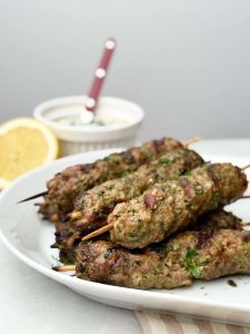 Lamb Kofta and Tzatziki with Grilled Eggplant