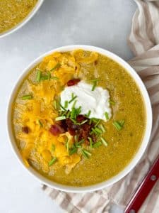 High-Protein Crockpot Broccoli Cheddar Soup