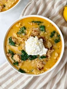 Creamy White Lasagna Soup With Sausage