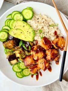 Sticky Miso Glazed Salmon Bowl (Air Fryer)