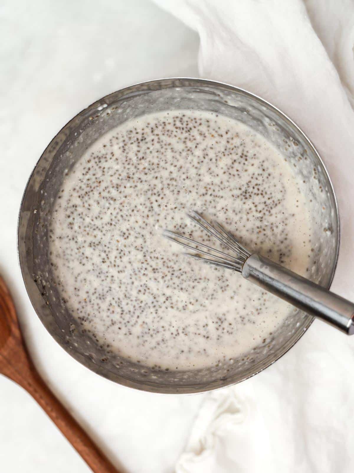 mixing bowl with coconut chia pudding