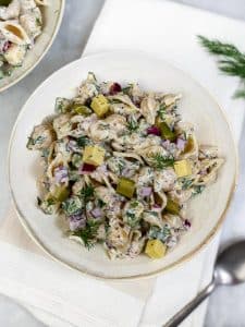 High-Protein Dill Pickle Pasta Salad
