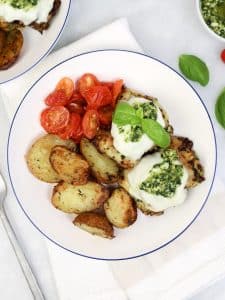 Air Fryer Pesto Chicken with Crispy Potatoes