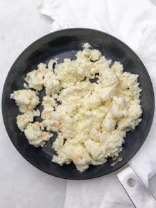 Soft scrambled egg whites and cottage cheese for a high protein burrito filling